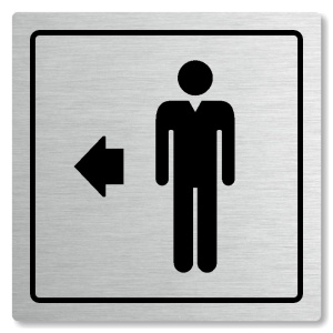 WC muži vlevo, 118x118mm, stříbrná, Arizona